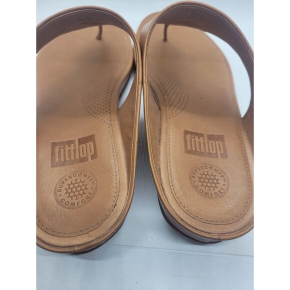 FitFlop Womens Leather Tan Thong Sandals US 10 Brown Beach resortwear classic - Picture 4 of 5